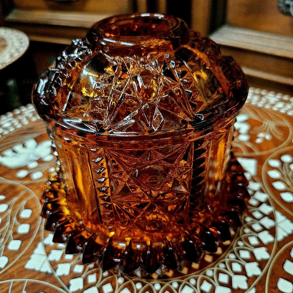Vintage Amber Indiana Glass Fairy Lamp